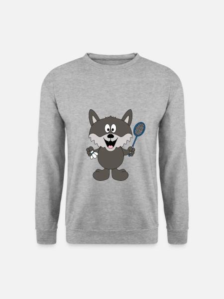 WOLF - FEDERBALL - BADMINTON - SPORT - TIER - Unisex Pullover - Weißgrau meliert