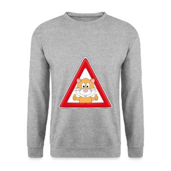 ACHTUNG HAMSTER - TIER - TIERISCH - Unisex Pullover - Weißgrau meliert - Vorne - Alina (178cm) & Michal (187cm)