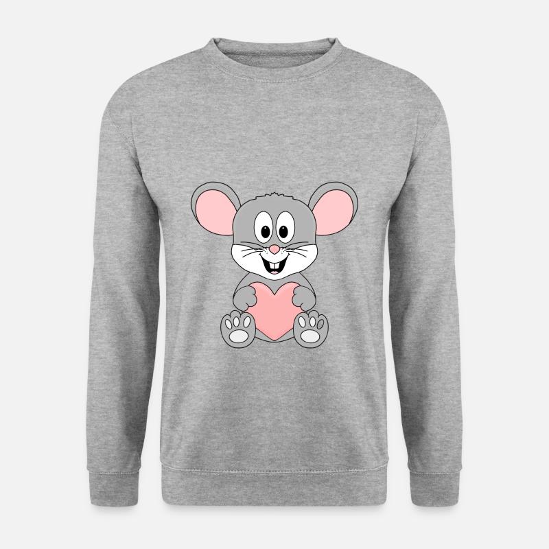 MAUS - LIEBE - LOVE - TIER - TIERISCH - Unisex Pullover - Weißgrau meliert