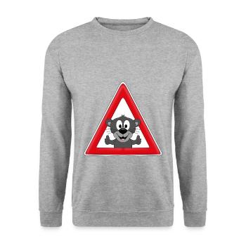 ACHTUNG PANTHER - TIER - TIERISCH - Unisex Pullover - Weißgrau meliert - Vorne - Alina (178cm) & Michal (187cm)