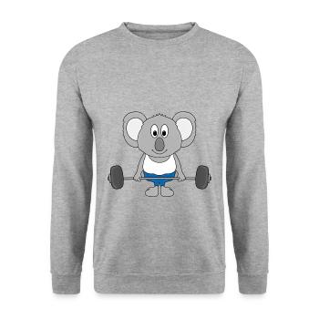 KOALA - FITNESS - SPORT - GEWICHTHEBEN - FIT - Unisex Pullover - Weißgrau meliert - Vorne - Alina (178cm) & Michal (187cm)