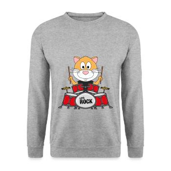 HAMSTER - SCHLAGZEUGER - TROMMELN - TIER - Unisex Pullover - Weißgrau meliert - Vorne - Alina (178cm) & Michal (187cm)