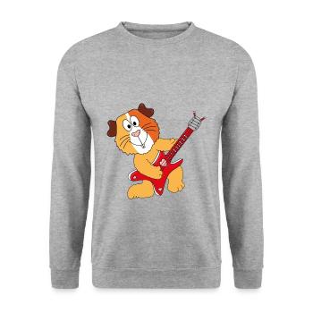 MEERSCHWEINCHEN - GITARRE - MUSIK - LIEBE - TIER - Unisex Pullover - Weißgrau meliert - Vorne - Alina (178cm) & Michal (187cm)