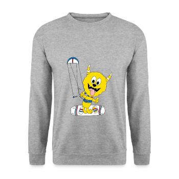 MONSTER - KITER - KITE - KITESURFER - KITEN - Unisex Pullover - Weißgrau meliert - Vorne - Alina (178cm) & Michal (187cm)