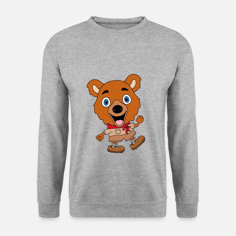 BÄR - TEDDY - TEDDYBÄR - WANDERN - BERGE - TIER - Unisex Pullover - Weißgrau meliert