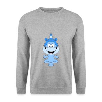 EINHORN - YOGA - PILATES - Unisex Pullover - Weißgrau meliert - Vorne - Alina (178cm) & Michal (187cm)