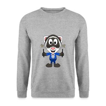 FRETTCHEN - ZAUBERER - ZAUBERN - MAGIE - TIER - Unisex Pullover - Weißgrau meliert - Vorne - Alina (178cm) & Michal (187cm)