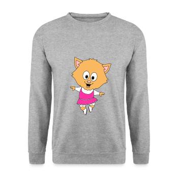 KATZE - TANZEN - TÄNZERIN - BALLETT - BALLERINA - Unisex Pullover - Weißgrau meliert - Vorne - Alina (178cm) & Michal (187cm)