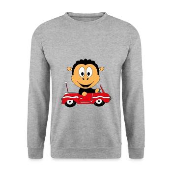 SCHWARZES SCHAF - AUTO - TIER - TIERISCH - BABY - Unisex Pullover - Weißgrau meliert - Vorne - Alina (178cm) & Michal (187cm)