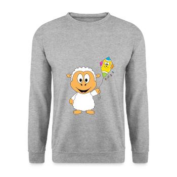 SCHAF - DRACHE - DRACHENSTEIGEN - TIER - KIND - Unisex Pullover - Weißgrau meliert - Vorne - Alina (178cm) & Michal (187cm)