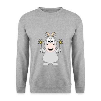 ZIEGE - WUNDERKERZEN - NEUJAHR - SILVESTER - Unisex Pullover - Weißgrau meliert - Vorne - Alina (178cm) & Michal (187cm)