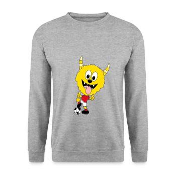 MONSTER - FUßBALL - SPORT - TIERISCH - Unisex Pullover - Weißgrau meliert - Vorne - Alina (178cm) & Michal (187cm)