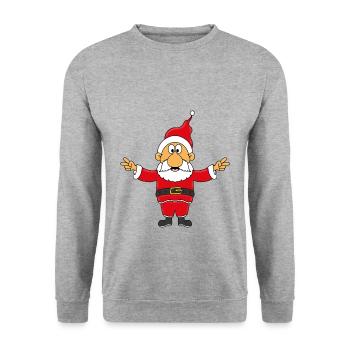 WEIHNACHTSMANN - WEIHNACHTEN - KIND - BABY - Unisex Pullover - Weißgrau meliert - Vorne - Alina (178cm) & Michal (187cm)