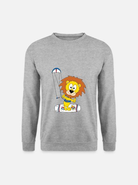 LÖWE - KITER - KITESURFEN - KITE - KITESURFER - Unisex Pullover - Weißgrau meliert