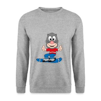 MAULWURF - SNOWBOARD - WINTERSPORT - TIER - Unisex Pullover - Weißgrau meliert - Vorne - Alina (178cm) & Michal (187cm)