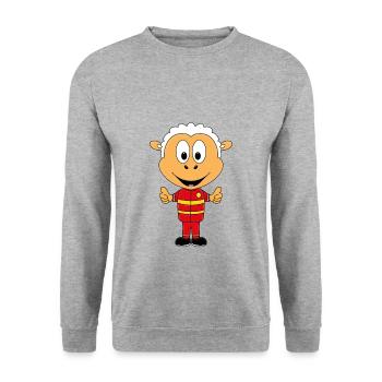 SCHAF - FEUERWEHRMANN - FEUERWEHR - TIER - Unisex Pullover - Weißgrau meliert - Vorne - Alina (178cm) & Michal (187cm)