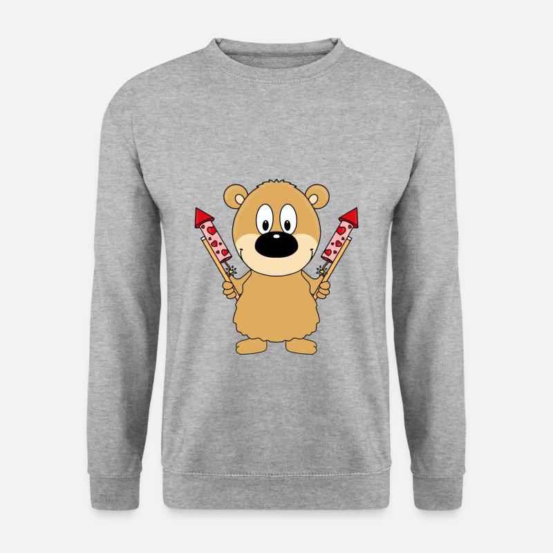 TEDDY - FEUERWERK - SILVESTER - NEUJAHR - LIEBE - Unisex Pullover - Weißgrau meliert