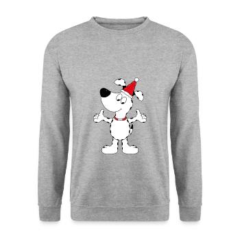 HUND - WEIHNACHTEN - TIER - TIERISCH - Unisex Pullover - Weißgrau meliert - Vorne - Alina (178cm) & Michal (187cm)