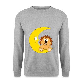 IGEL - MOND - TIER - TIERISCH - KIND - BABY - Unisex Pullover - Weißgrau meliert - Vorne - Alina (178cm) & Michal (187cm)