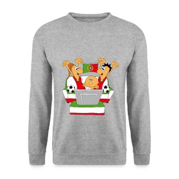 FUßBALL - WELTMEISTERSCHAFT - PORTUGAL - FANS - Unisex Pullover - Weißgrau meliert - Vorne - Alina (178cm) & Michal (187cm)