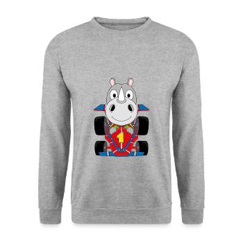 NASHORN - AUTO - MOTORSPORT - TIER - Unisex Pullover - Weißgrau meliert - Vorne - Alina (178cm) & Michal (187cm)