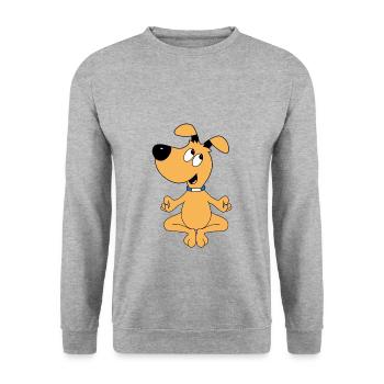 HUND - YOGA - PILATES - TIER - TIERISCH - Unisex Pullover - Weißgrau meliert - Vorne - Alina (178cm) & Michal (187cm)