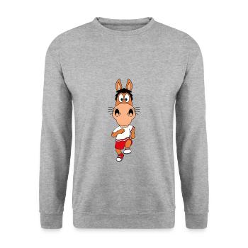 PFERD - PONY - LAUFEN - SPORT - FITNESS - JOGGEN - Unisex Pullover - Weißgrau meliert - Vorne - Alina (178cm) & Michal (187cm)