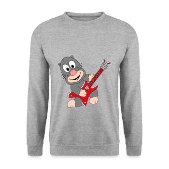 MAULWURF - GITARRE - MUSIK - LIEBE - TIER - Unisex Pullover - Weißgrau meliert - Vorne - Alina (178cm) & Michal (187cm)