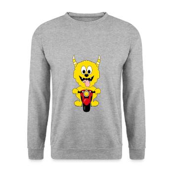 MOTORRAD - BIKER - MONSTER - TIER - TIERISCH - Unisex Pullover - Weißgrau meliert - Vorne - Alina (178cm) & Michal (187cm)
