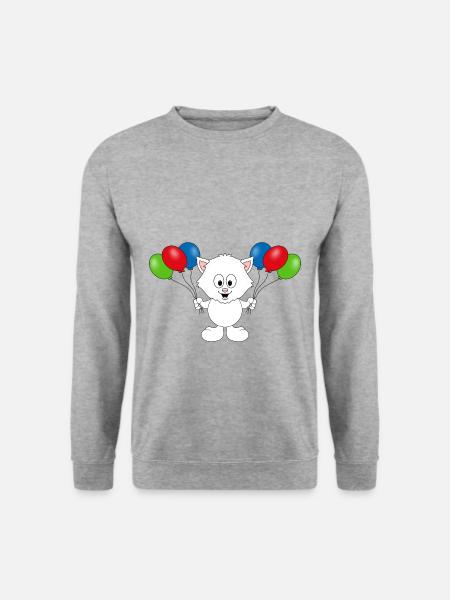 KATZE - LUFTBALLONS - TIER - KIND - BABY - Unisex Pullover - Weißgrau meliert