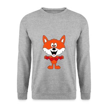LIEBE - HERZEN - FUCHS - TIER - TIERISCH - LOVE - Unisex Pullover - Weißgrau meliert - Vorne - Alina (178cm) & Michal (187cm)