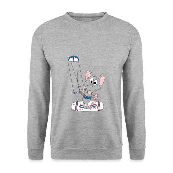WASSERRATTE - RATTE - KITER - KITESURFER - KITEN - Unisex Pullover - Weißgrau meliert - Vorne - Alina (178cm) & Michal (187cm)