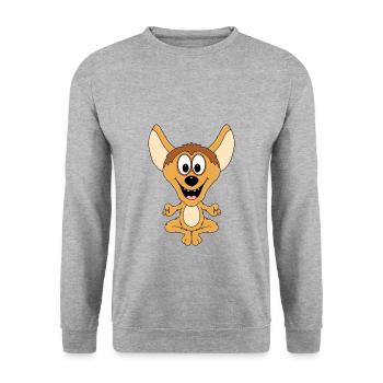 HYÄNE - YOGA - PILATES - TIER - KIND - BABY - Unisex Pullover - Weißgrau meliert - Vorne - Alina (178cm) & Michal (187cm)