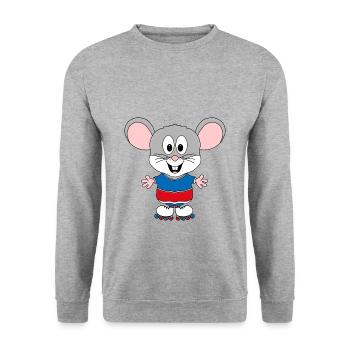 MAUS - INLINE SKATING - TIER - KIND - BABY - SPORT - Unisex Pullover - Weißgrau meliert - Vorne - Alina (178cm) & Michal (187cm)