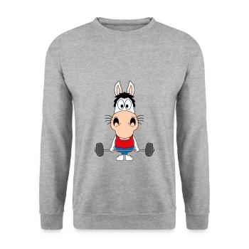 PFERD - PONY - FITNESS - BODYBUILDING - SPORT - Unisex Pullover - Weißgrau meliert - Vorne - Alina (178cm) & Michal (187cm)