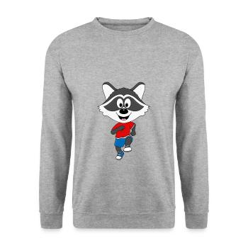 WASCHBÄR - LAUFEN - SPORT - FITNESS - MARATHON - Unisex Pullover - Weißgrau meliert - Vorne - Alina (178cm) & Michal (187cm)