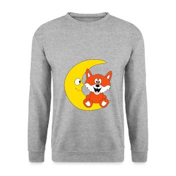 MOND - FUCHS - TIER - TIERISCH - KIND - BABY - Unisex Pullover - Weißgrau meliert - Vorne - Alina (178cm) & Michal (187cm)