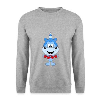 EINHORN - LIEBE - LOVE - KIND - BABY - VERLIEBT - Unisex Pullover - Weißgrau meliert - Vorne - Alina (178cm) & Michal (187cm)