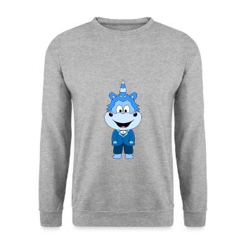BRÄUTIGAM - HOCHZEIT - HEIRATEN - EINHORN - LIEBE - Unisex Pullover - Weißgrau meliert - Vorne - Alina (178cm) & Michal (187cm)