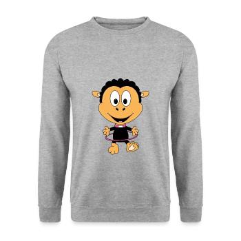 SCHWARZES SCHAF - HULA-HOOP - FITNESS - SPORT - Unisex Pullover - Weißgrau meliert - Vorne - Alina (178cm) & Michal (187cm)