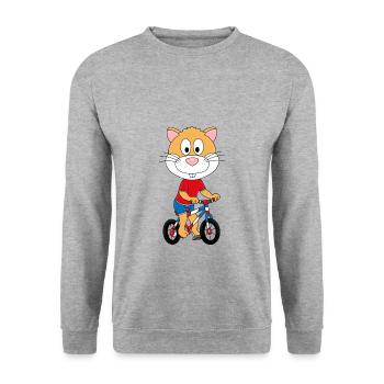 FAHRRAD - RAS - HAMSTER - HAMSTERRAD - TIERISCH - Unisex Pullover - Weißgrau meliert - Vorne - Alina (178cm) & Michal (187cm)