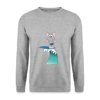 WASSERRATTE - SURFER - WELLENREITER - WASSERSPORT - Unisex Pullover - Weißgrau meliert - Vorne - Alina (178cm) & Michal (187cm)
