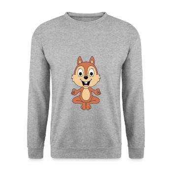EICHHÖRNCHEN - YOGA - PILATES - TIER - TIERISCH - Unisex Pullover - Weißgrau meliert - Vorne - Alina (178cm) & Michal (187cm)