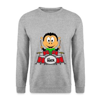 SCHLAGZEUG - MUSIK - SCHWARZES SCHAF - TIER - Unisex Pullover - Weißgrau meliert - Vorne - Alina (178cm) & Michal (187cm)