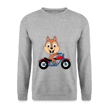 BIKER - MOTORRAD - MOTORSPORT - EICHHÖRNCHEN - Unisex Pullover - Weißgrau meliert - Vorne - Alina (178cm) & Michal (187cm)