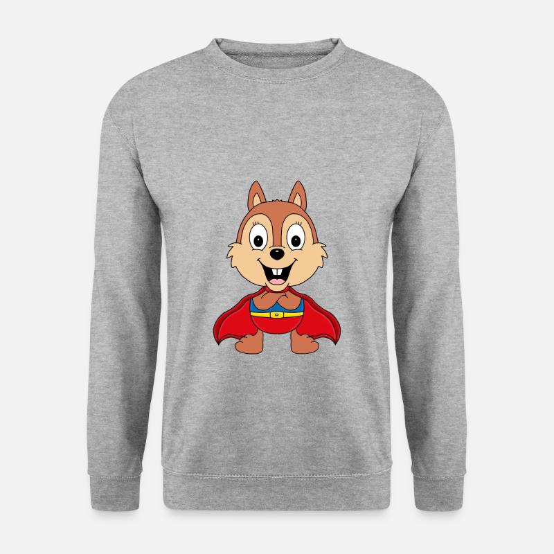 SUPERHELD - EICHHÖRNCHEN - TIER - TIERISCH - Unisex Pullover - Weißgrau meliert