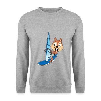 EICHHÖRNCHEN - WINDSURFER - SURFER - WASSERSPORT - Unisex Pullover - Weißgrau meliert - Vorne - Alina (178cm) & Michal (187cm)