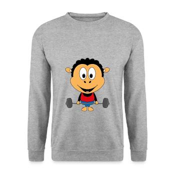 SCHAF - GEWICHTHEBER - BODYBUILDING - FITNESS - Unisex Pullover - Weißgrau meliert - Vorne - Alina (178cm) & Michal (187cm)