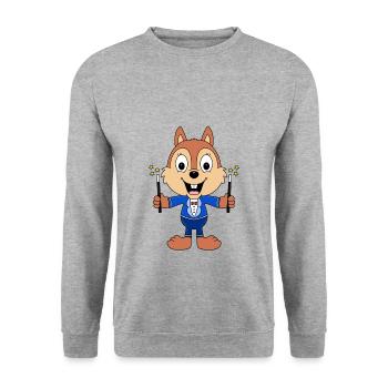 EICHHÖRNCHEN - ZAUBERER - ZAUBERN - MAGIE - TIER - Unisex Pullover - Weißgrau meliert - Vorne - Alina (178cm) & Michal (187cm)