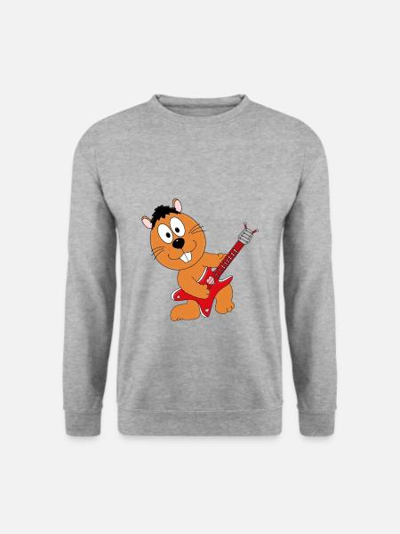 GITARRE - MUSIK - LIEBE - BIBER - OTTER - MARDER - Unisex Pullover - Weißgrau meliert